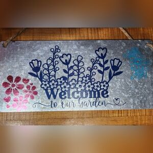 Metal Welcome to My Garden Sign